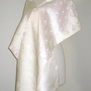 Bridal KIMONO Shawl wedding peacock white pale pink opal size free made to order image 3