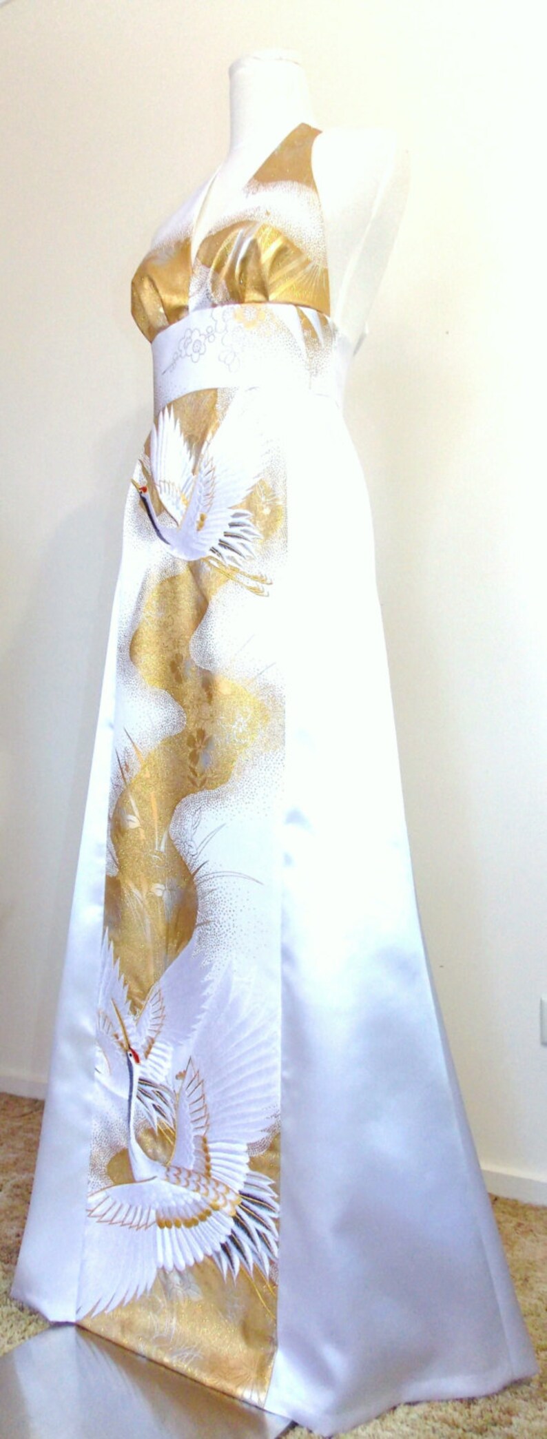 Wedding Dress Made With Vintage Bridal KIMONO Halter Neck Etsy