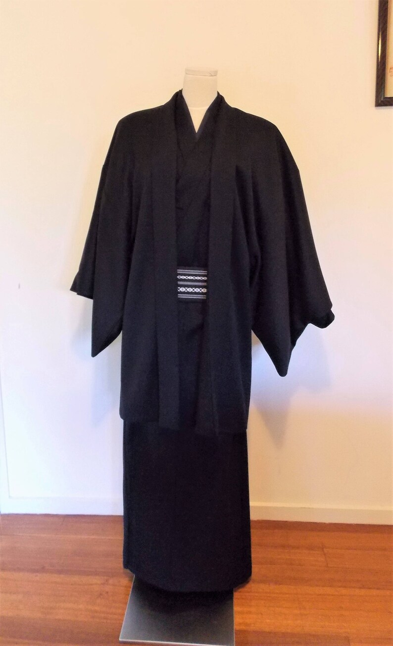 Men's KIMONO jacket HAORI wool mix dark navy midnight blue Etsy
