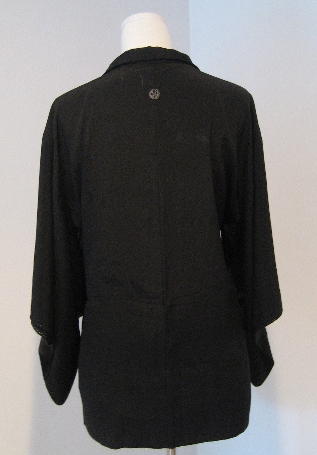 Vintage KIMONO Jacket Black Silk HAORI Transparent Fish | Etsy