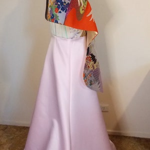 KIMONO Shawl Wedding Vintage UCHIKAKE silk gold brocade silver orange gray white crane flower ready to ship main image 0