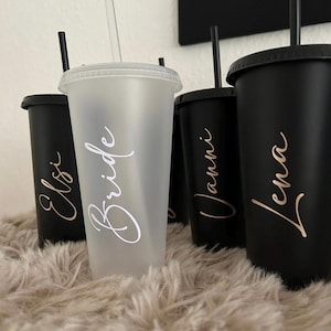 Personalisiertes Geschenkset – Glasbecher 473 Ml Mit Deckel & Make-up-Tasche, Monogramm Nach Wahl