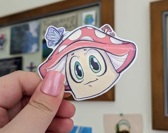 Cute Mushroom Sticker – Matte Vinyl Die Cut Design