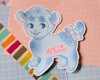 Creepy Cute Lamb Sticker - Vintage Toy Inspired, Matte Vinyl