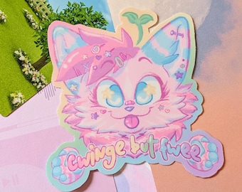 Cwinge But Fwee Sticker - Pastel Kawaii Art, Matte Vinyl