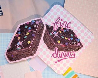 Cosmic Brownie - Holographic vinyl die-cut sticker, funny nostalgic vibes