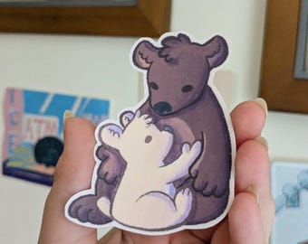 Bear Hug Vinyl Sticker – Cute Teddy Bear Family Design