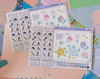 MS Paint Sticker Sheet: Y2K Nostalgic Doodles - Matte Vinyl