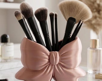 3D Gedruckter Bogen Make-up Pinsel Halter, Coquette Vanity Organizer, Schreibtisch Aufbewahrungsbecher