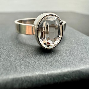 Niels Erik From Sterling Silver & Rock Crystal Modernist Ring, Denmark, Circa US 7.25 / EU 55 (17.45 mm)