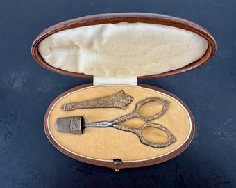 Antikes französisches Sterling Silber Nähzubehör, Belle Époque, c. um 1880–1900