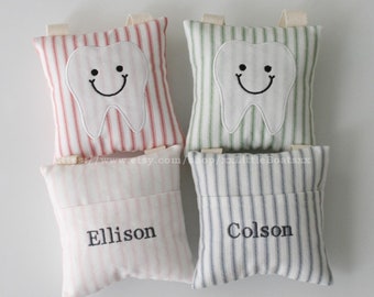 Personalized Tooth Fairy Pillow, Linen Tooth Pillow, Tooth Fairy Door Hanger, Birthday Gift for Kids