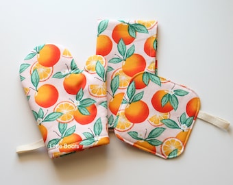 Orange Kids Kitchen Accessories, Toddler Toy Oven Mitt, Pretend Play, Little Chef, Birthday Gift for Girl, Kids Room Decor