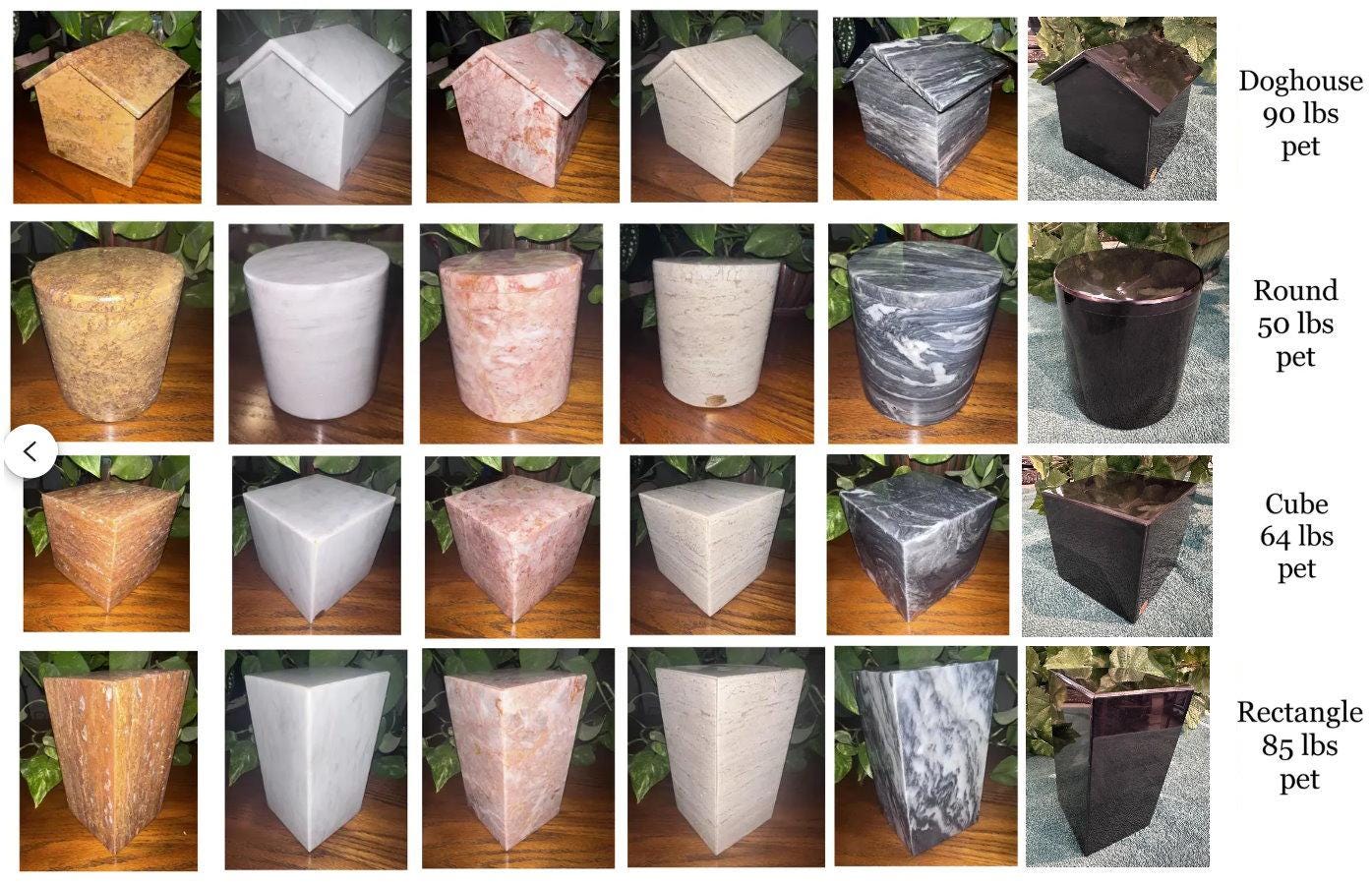 Stone Cremation Box Handcrafted Natural Marble Pet Urn: Stone Cremation Memorial Box for ...