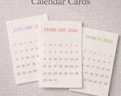 2026 Minimal Calendar Cards | Printable Monthly Planner Cards | Neutral Tarot Style | Digital Download
