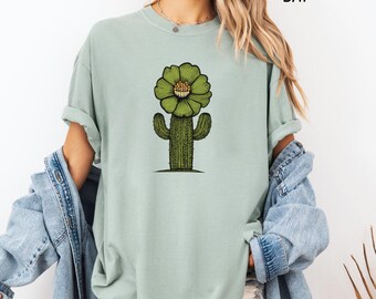 Vintage Woodcut Cactus Shirt, Retro Nature Cacti Graphic Tees, Succulent Plants Summer Tee, Desert Cactus Botanical Gardening Unisex T-Shirt