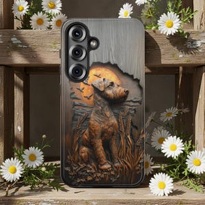 Airedale Terrier Wood Carved Style Phone Case, Gift For Dog Owner image 2