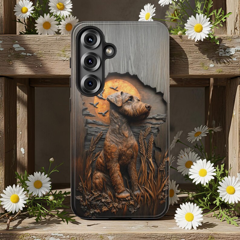 Airedale Terrier Wood Carved Style Phone Case, Gift For Dog Owner image 2