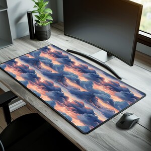 Dreamy Sky Cloud Desk Mat, Nature-Inspired Office Decor Mouse Pad, Sunset Kawaii Anime Aesthetic Keyboard Desk Mat Gift, S M L XL