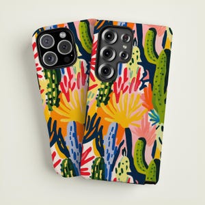 Fauvist Garden Cactus Phone Case, Bold Fauvism Desert Botanical Desert Art, Gift for Color Lovers, For iPhone Samsung Pixel All Models