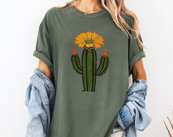 Retro Vintage Cactus Shirt, Western Art Cacti Graphic Tees, Succulent Plants Summer Tee, Desert Cactus Botanical Gardening Unisex T-Shirt