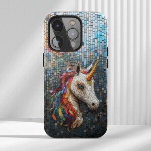 Unicorn Phone Case, Stained Glass Mosaic Fantasy Art, Enchanted Rainbow Aesthetic iPhone 16 15 14 13 12 11 Samsung S21 22 23 24 Phonecase