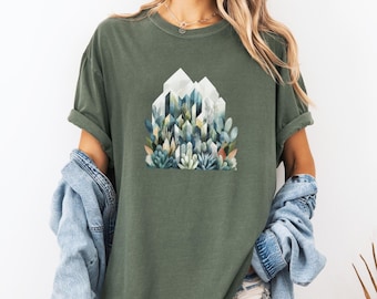Geometric Cactus Shirt,Cacti Graphic Tees, Succulent Plants Summer Tee, Desert Cactus Botanical Gardening Unisex T-Shirt
