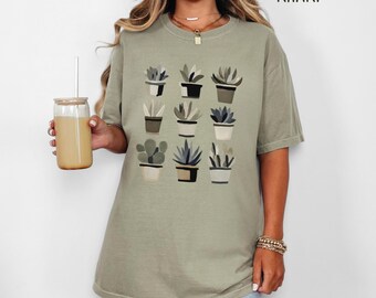 Gouache Art Cactus Shirt, Cacti Graphic Tees, Succulent Plants Summer Tee, Desert Cactus Botanical Gardening Unisex T-Shirt