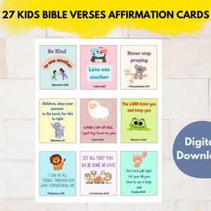 Kids Bible Verse Cards, Bible Verse Affirmation Flashcards for Kids , Self-Motivation Bible Scripture Educational, Sunday School Activity
