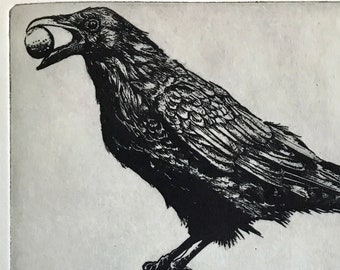 Wall Art, Raven artwork , Raven, crow,  black bird,  Golf,  etching, golf gift, golf art, golf decor, Christmas