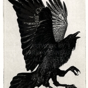 Wall Art, Raven artwork , Raven, crow, Three Legged Crow, Yatagarasu, Sanzuwu Samjoko, Goth Art, Christmas