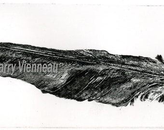 Goth, Wall Art, Raven artwork, Raven, crow, Etching, Raven Feather, Creator Spirit, Unique gift,  gothic wall art, Christmas, Feather