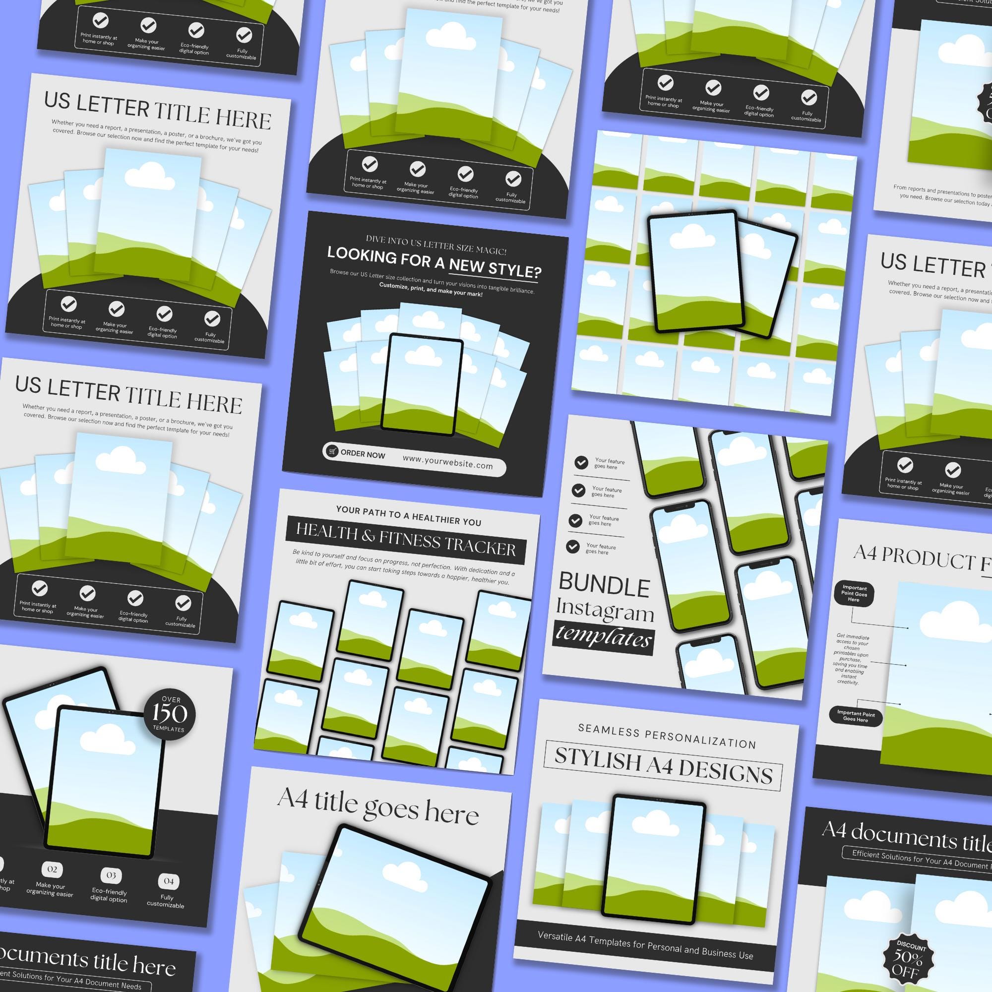 Digital Product Mockup Templates Bundle | PLR & MRR Canva Templates ...