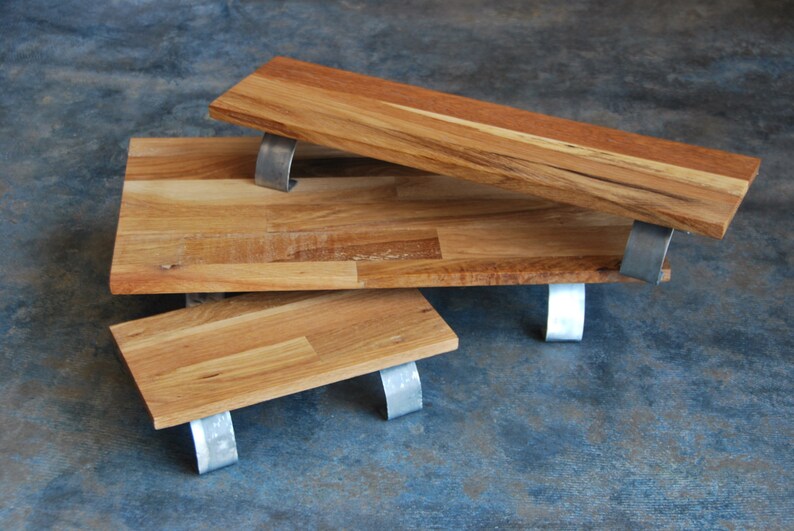 Wooden Serving Trays Oak Plank Boards On Steel Legs Food Etsy
