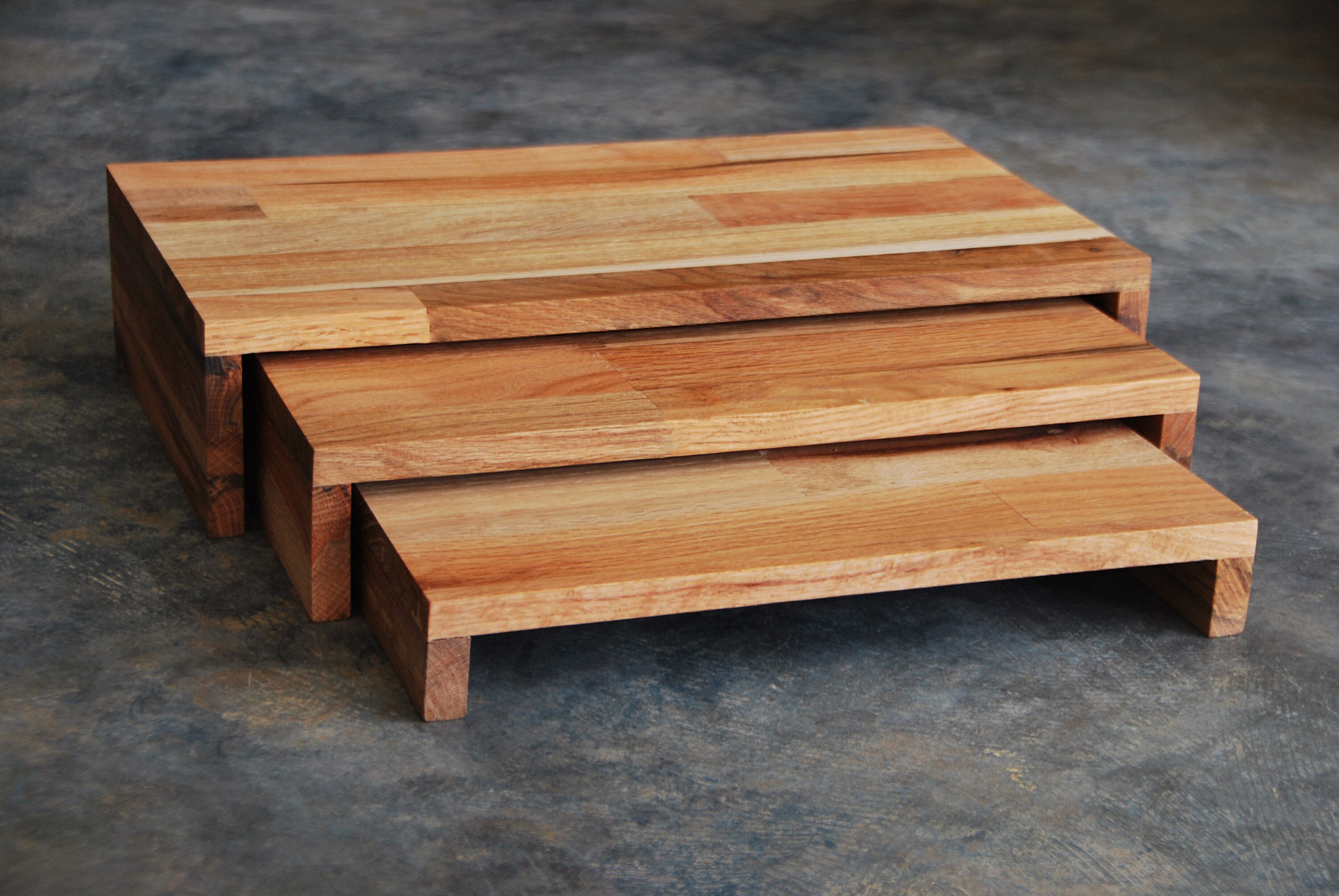 Nesting Buffet Stand Set Oak Riser Trio Etsy