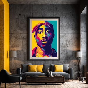 2Pac Inspired Pop Art Portrait Print - Urban Music Legend Wall Art ...