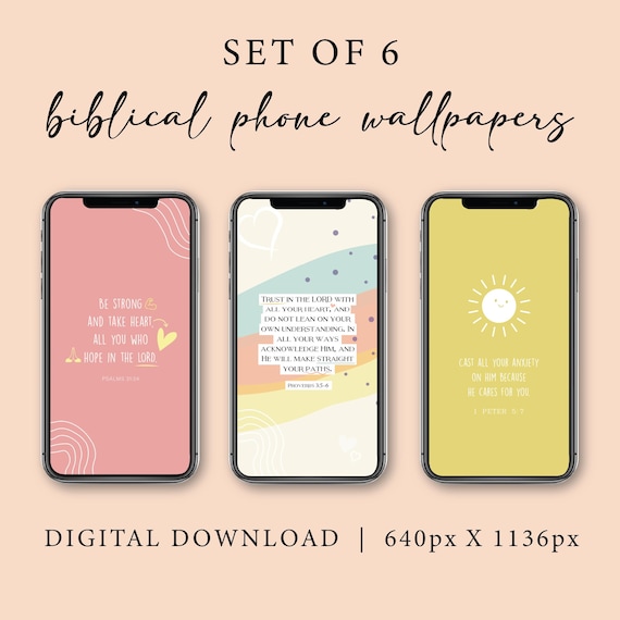 Set of 6 Phone Wallpapers - Bible Verses - Digital Download