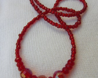 Sparkling Red Crystal & Bead Necklace