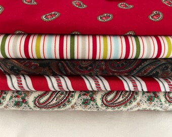 Christmas COTTON 6 yards total LOT of 5 Fabrics - Hoffman, Kumari, etc