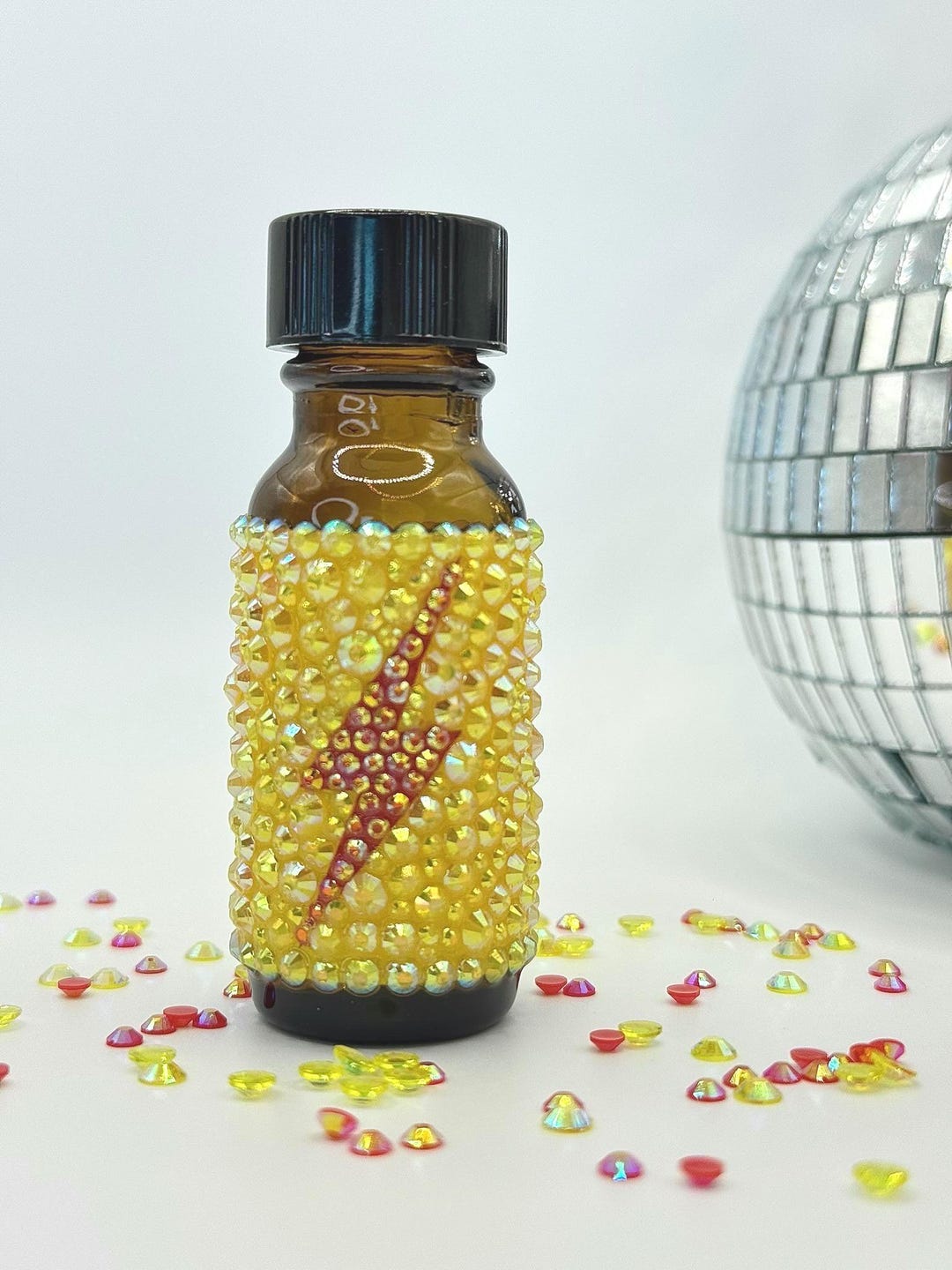 Bedazzled Empty Poppers Bottle - Iridescent Rhinestone Glass Bottles ...