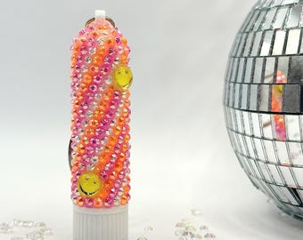 Bedazzled Menthol Inhaler Nose Stick - Iridescent Rhinestone Inhaler Keychain | Festival Rave Accessories, Breathe, Pink Orange, Christmas