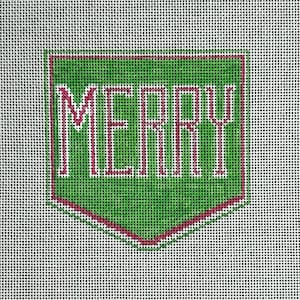 Merry Flag Needlepoint Canvas - Christmas Canvas