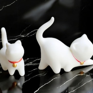 Porcelain Cat Figurines | Adorable Home & Office Decor in 2 Variants