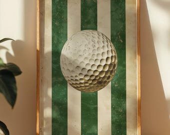 Vintage Golf Ball Art Print: Golf Poster, Retro Sports Illustration Digital Download