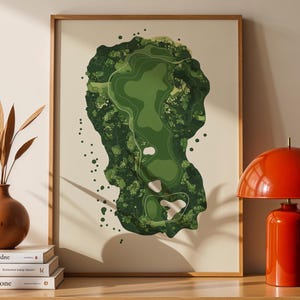 Minimalistyczna mapa pola golfowego, wydruk artystyczny, plakat golfowy, wydruki golfowe, sztuka ścienna o tematyce golfowej, nowoczesne dekoracje sportowe, prezenty golfowe dla mężczyzn, pobieranie cyfrowe