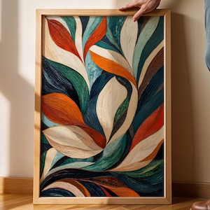 Abstraktes Mosaik Blatt Kunstdruck: Modernes botanisches Wandbild (Digitaler Download)