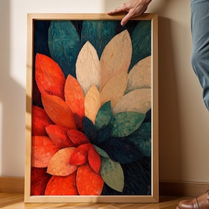 Abstract Botanical Print: Modern Boho Leaf Art, Digital Download