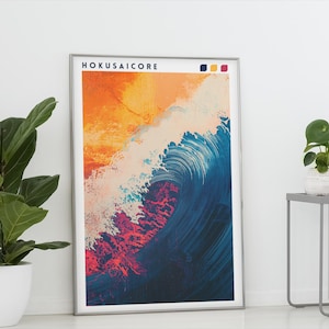 Japandi Wall Art, The Great Wave Hokusai Poster, Japanese Wall Art, Modern Wall Art, Hokusai Print, Hokusai Poster, Digital Download