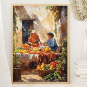 Mexican Market Scene Art Print: Colorful Kitchen Decor (Digital Download)