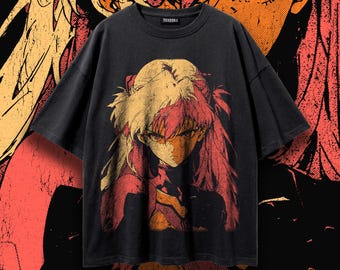 Vintage Anime Oversized Tshirt, Asuka Evangelion Mecha Bootleg Tee, Retro Manga Graphic Streetwear Shirt, EVA Fan Merch